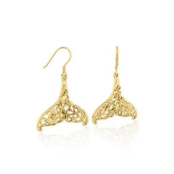Whale Tail Filigree Hook Earrings in 14k Gold GER1712 - Jewelry